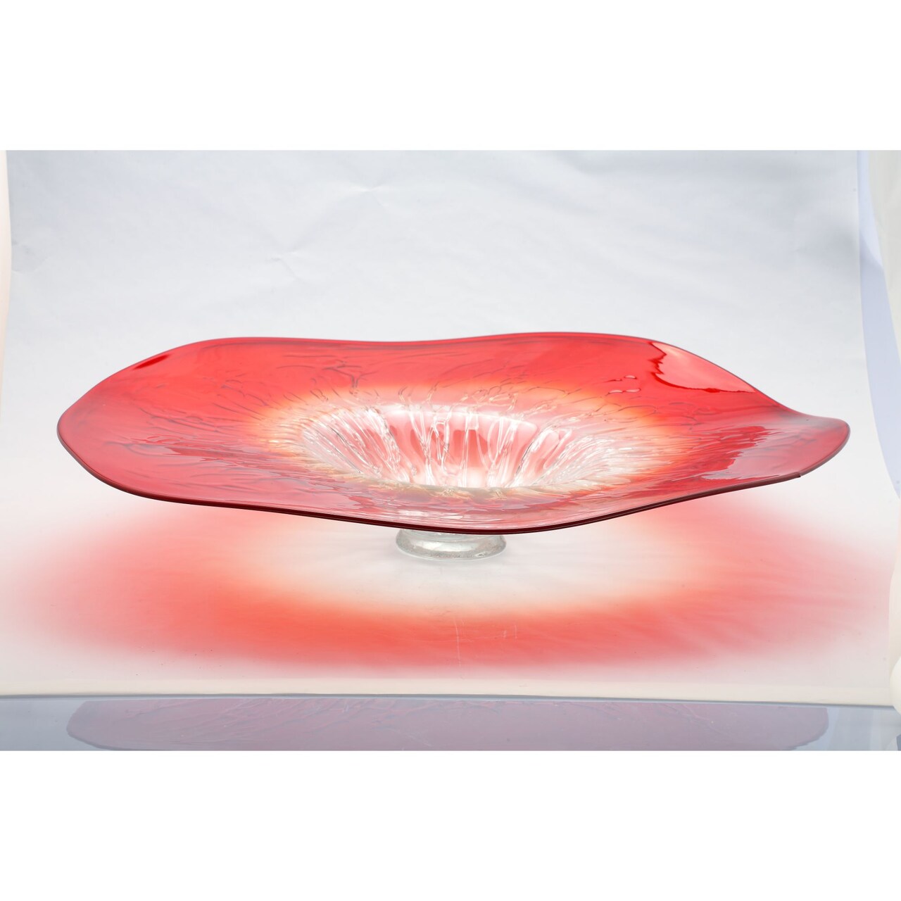 CC Home Furnishings 25.5" Red and Orange Hand Blown Glass Plate